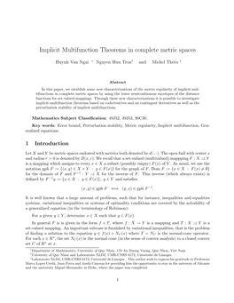Implicit Multifunction Theorems in Complete Metric Spaces