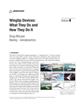 Wingtip Devices: Article 4 What They Do and How They Do It Doug Mclean Boeing – Aerodynamics