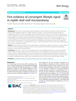 First Evidence of Convergent Lifestyle Signal in Reptile Skull Roof