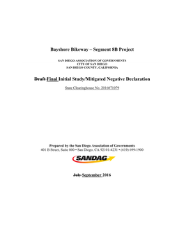 Bayshore Bikeway – Segment 8B Project Draft Final Initial Study/Mitigated Negative Declaration