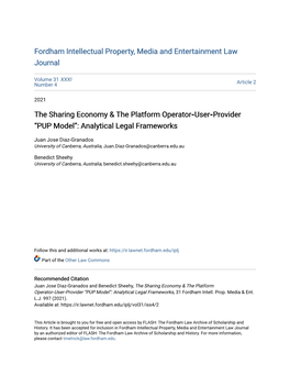 The Sharing Economy & the Platform Operator‐User‐Provider