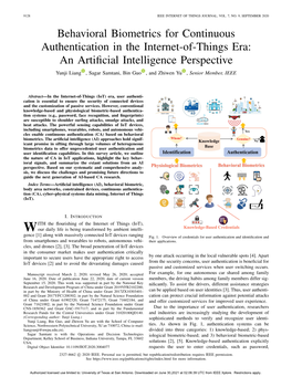 Behavioral Biometrics for Continuous Authentication in the Internet-Of