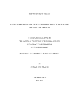 Making Monks, Making Men: the Role of Buddhist Monasticism in Shaping Northern Thai Identities