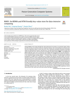 Future Generation Computer Systems RHKV: an RDMA and HTM Friendly Key–Value Store for Data-Intensive Computing