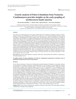 Genetic Analysis of Paleo-Colombians from Nemocón