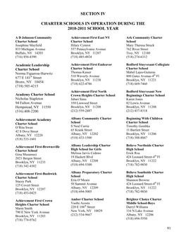 Charter Schools in Operation During the 2010-11