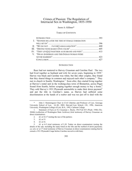 Crimes of Passion: the Regulation of Interracial Sex in Washington, 1855-1950