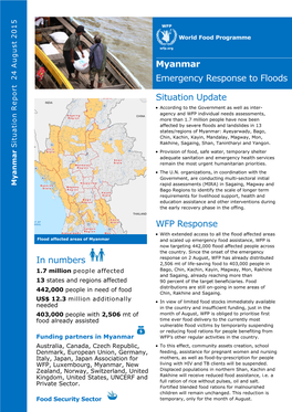 Myanmar Emergency Response to Floods Situation Update WFP