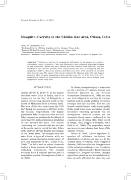 Mosquito Diversity in the Chilika Lake Area, Orissa, India