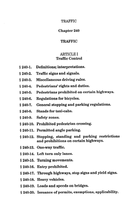 ARTICLE I Traffic Control