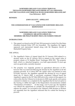 Northern Ireland Valuation Tribunal the Rates