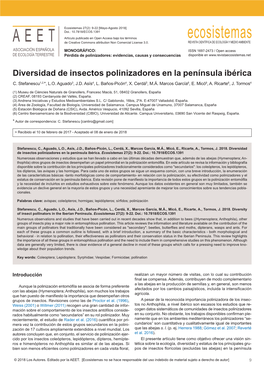 Diversidad De Insectos Polinizadores En La Península Ibérica C