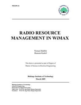 RADIO RESOURCE MANAGEMENT in Wimax