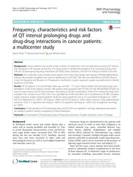 Frequency, Characteristics and Risk Factors of QT Interval Prolonging