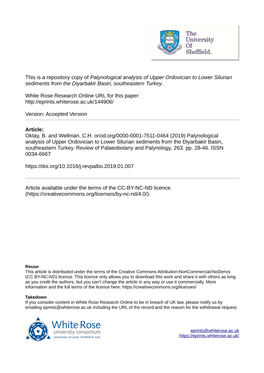 Palynological Analysis of Upper Ordovician to Lower Silurian Sediments from the Diyarbakir Basin, Southeastern Turkey