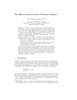 The Effects of the Precision of Pointer Analysis *