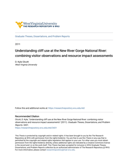 Understanding Cliff Use at the New River Gorge National River: Combining Visitor Observations and Resource Impact Assessments