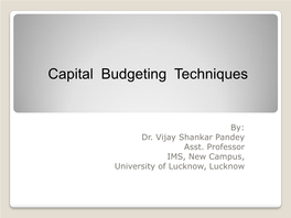 Capital Budgeting Techniques