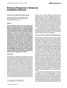 Pressure Response in Deep-Sea Piezophilic Bacteria