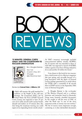 15 Minutes: General Curtis Lemay and the Countdown to Nuclear Annihilation 51 the Royal Canadian Air Force Journal Vol