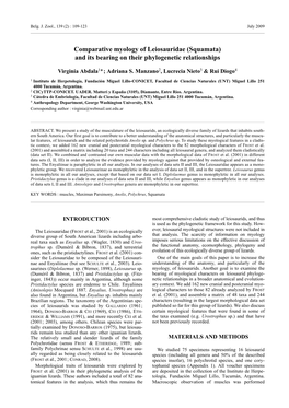 Comparative Myology of Leiosauridae (Squamata) and Its Bearing on Their Phylogenetic Relationships