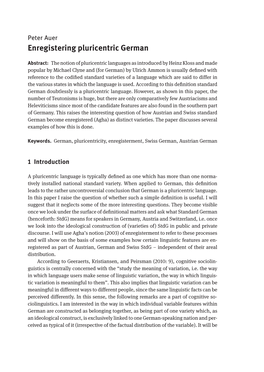 Enregistering Pluricentric German