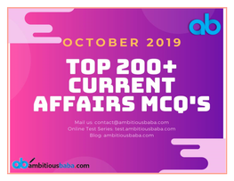 Top 200+ CA October MCQ PDF 2019