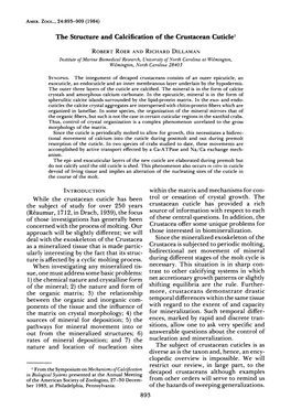 The Structure and Calcification of the Crustacean Cuticle1