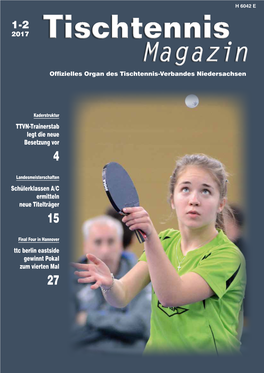 Magazin Offizielles Organ Des Tischtennis-Verbandes Niedersachsen