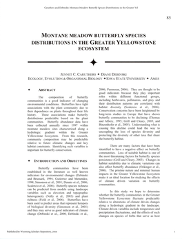 Montane Meadow Butterfly Species Distributions in the Greater Yel