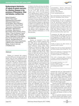 Epidemiological Distribution of Rodents As Potent Reservoirs For