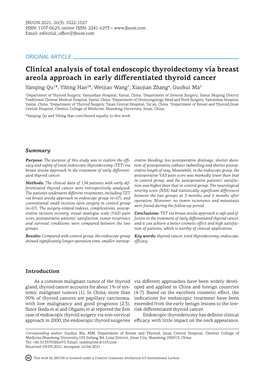 Clinical Analysis of Total Endoscopic Thyroidectomy Via Breast Areola