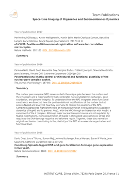 Team Publications Space-Time Imaging of Organelles and Endomembranes Dynamics