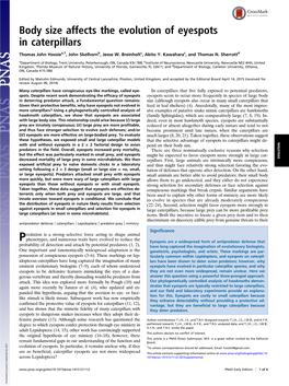 Body Size Affects the Evolution of Eyespots in Caterpillars