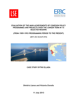 Evaluation of the Main Achievements of Cohesion Policy Programmes and Projects Over the Longer Term in 15 Selected Regions (From 1989-1993