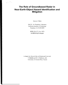 The Role of Groundbased Radar in Near-Earth-Object Hazard Identification and Mitigation