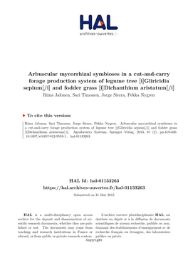 Arbuscular Mycorrhizal Symbioses in a Cut-And