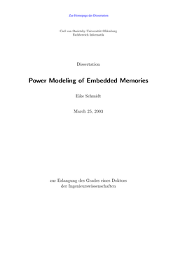 Power Modeling of Embedded Memories