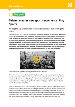 Telenet Creates New Sports Experience: Play Sports