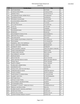 FAA Contract Tower Closure List (149 Fcts) 3-22-2013 Page 1 of 4