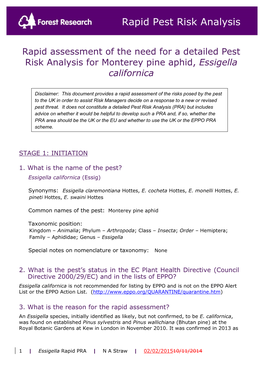 Rapid Pest Risk Analysis