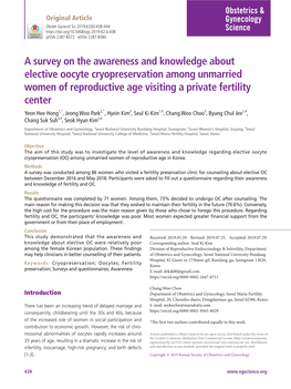 A Survey on the Awareness and Knowledge About Elective Oocyte