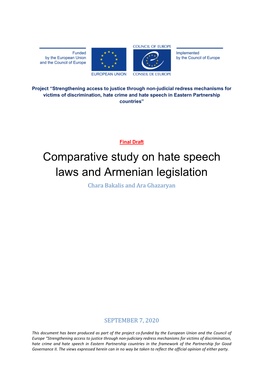 Comparative Study on Hate Speech Laws and Armenian Legislation Chara Bakalis and Ara Ghazaryan