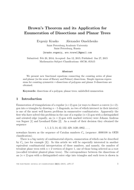 Brown's Theorem and Its Application for Enumeration of Dissections And