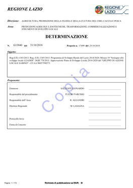 Regione Lazio Determinazione