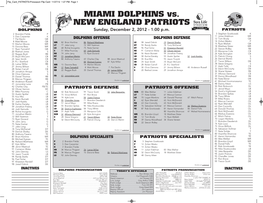 Flip Card 11/27/12 1:27 PM Page 1 MIAMI DOLPHINS Vs