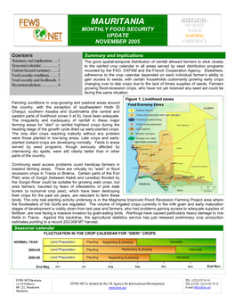 Mauritania No Alert Monthly Food Security Watch Update Warning November 2005 Emergency