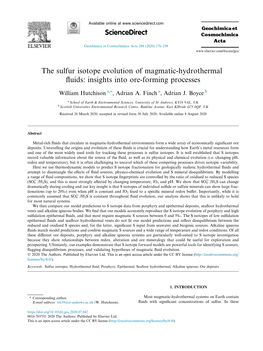 The Sulfur Isotope Evolution of Magmatic-Hydrothermal Fluids