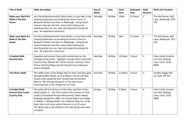 Title of Walk Walk Description Day of Week Date Start Time Estimated