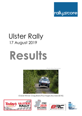 Ulster Rally 17 August 2019 Results